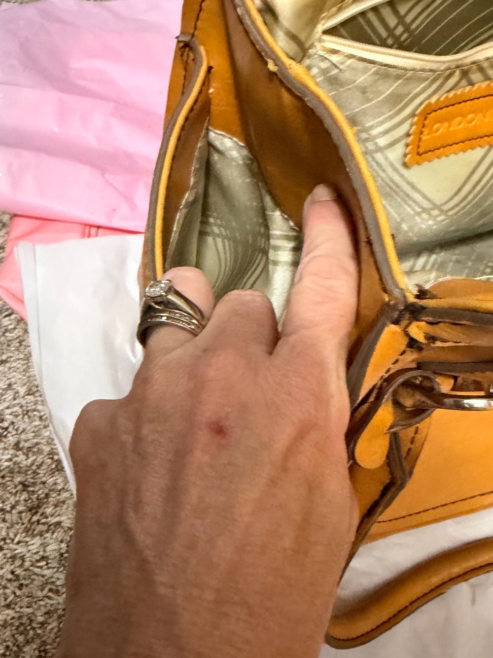 London Fog Large Mustard Yellow Structured Shoulder Tote - Picture 9 of 9